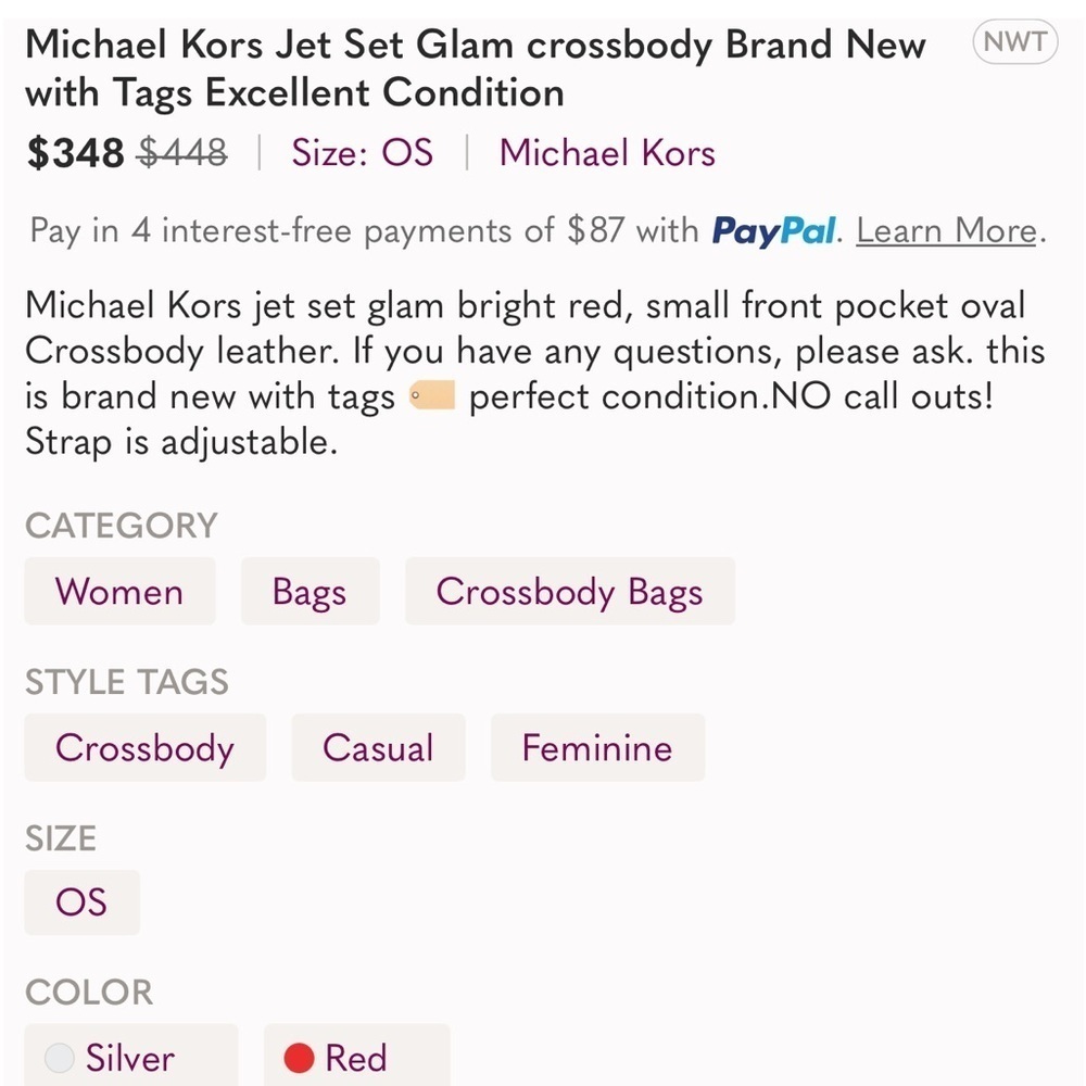 Michael Kors jet set glam red Crossbody NWT​​​ - Picture 9 of 9